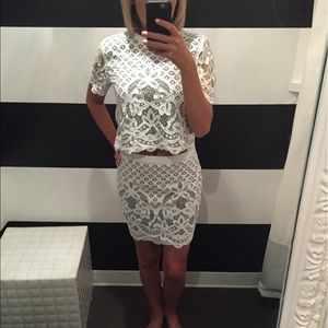 English Factory Eyelet & Gingham Two Piece Set